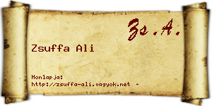 Zsuffa Ali névjegykártya